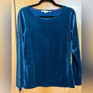 Boden Blue Velvet Long Sleeve Top